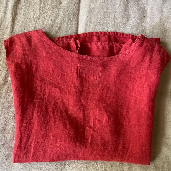 FLAX 100% Linen Watermelon Red Ladies Sleeveless Tank Top - Size L/Large - GUC - Picture 12 of 13